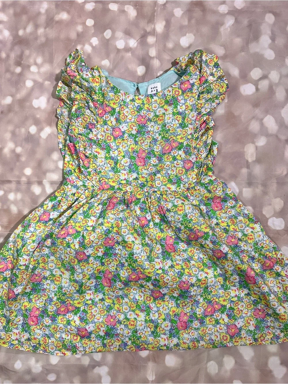 GAP Floral Ruffle-Sleeve Dress - Pink, Yellow & Green